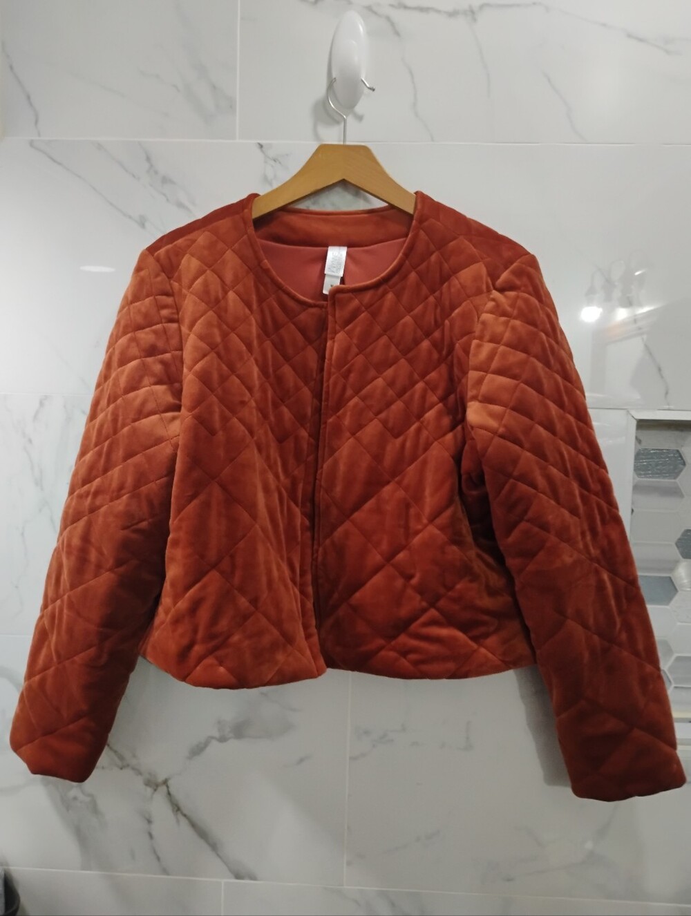 Wynne Layers Quilted Rust Velvet Women's Jacket Open Front Size Medium NEW - Picture 4 of 5